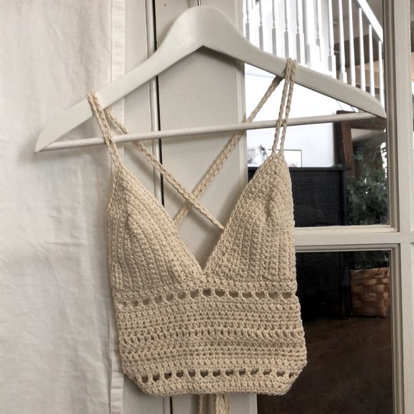 Bohemian Crochet Crop Top Handmade - Picture 1 of 4